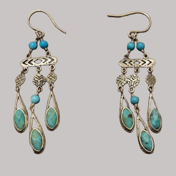 Silpada Vintage Sterling Silver Magnesite, Turquoise, Chic Chandelier Earrings - Picture 6 of 9